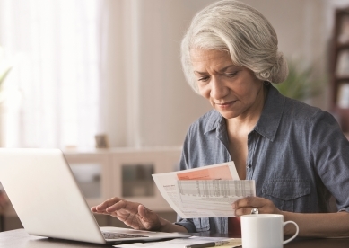 Woman going over paperwork